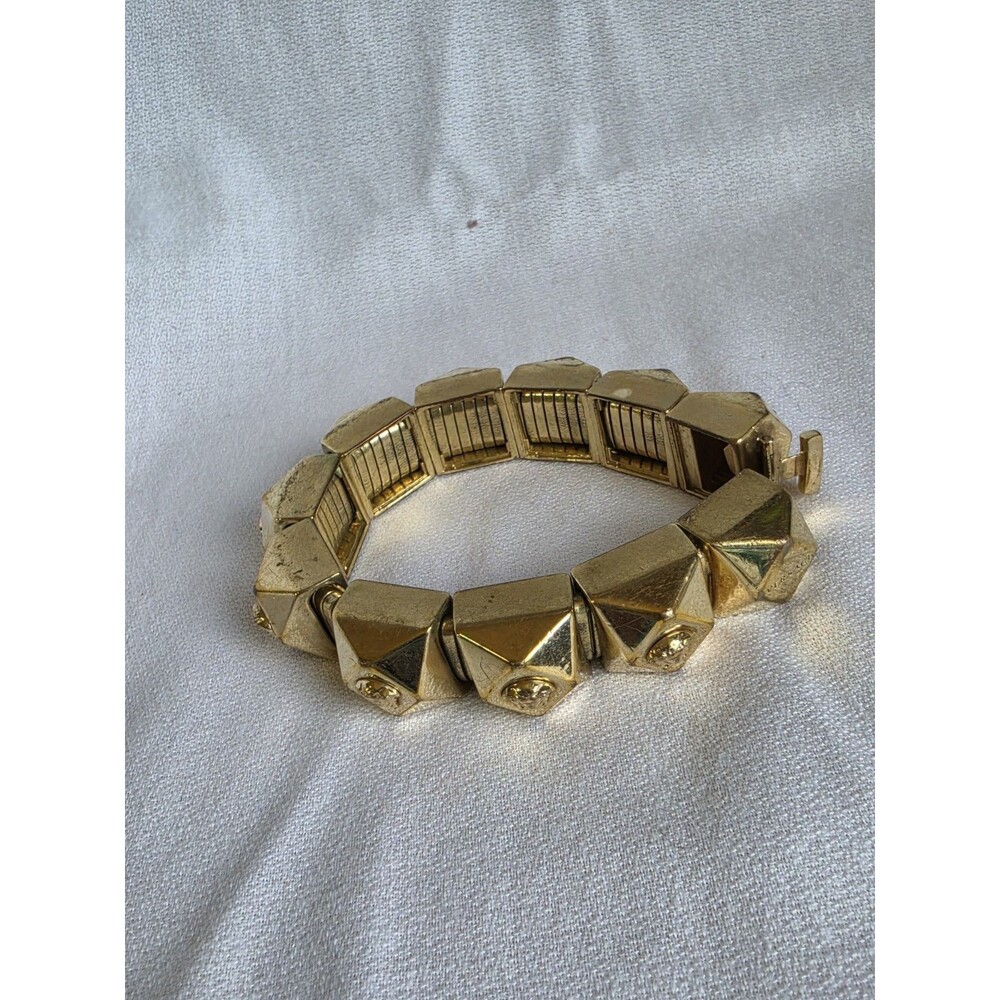 Vtg Gianni Versace Gold Tone Chunky Pyramid Links Medusa Bracelet - Picture 2 of 15